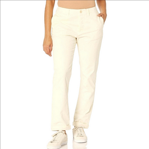 Current/Elliott Women's The Captain Buttery Cream Chinos Rolled Cuff Ankle Pants